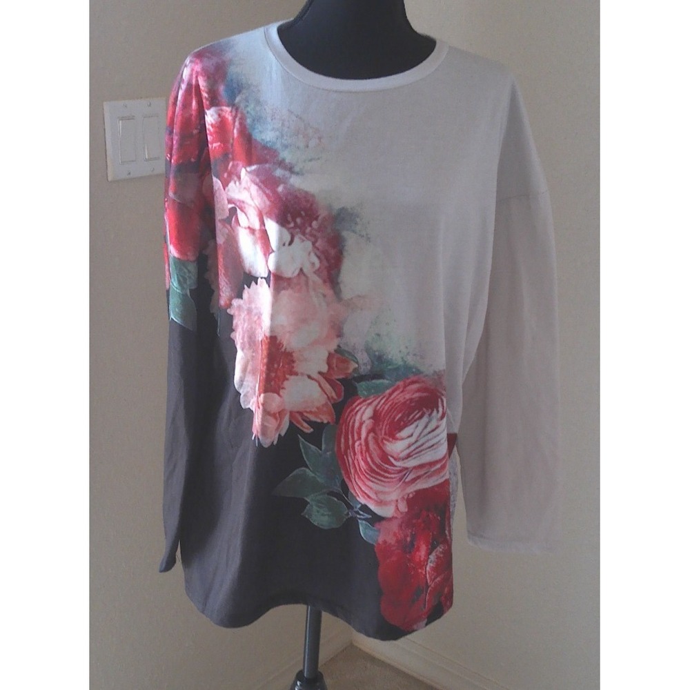 MISSLOOK SIZE 2XL LONG SLEEVE WOMENS TOP WITH FLORAL DESIGN